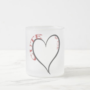 Cute men Psycho Black Heart Red Font Frostad Glasmugg