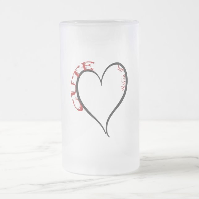 Cute men Psycho Black Heart Red Font Frostat Ölglas (Center)