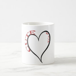 Cute men Psycho Black Heart Red Font Kaffemugg