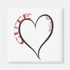 Cute men Psycho Black Heart Red Font Magnet