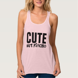 CUTE MEN PSYCHO Dam lustiga T-shirts Linne Med Racerback