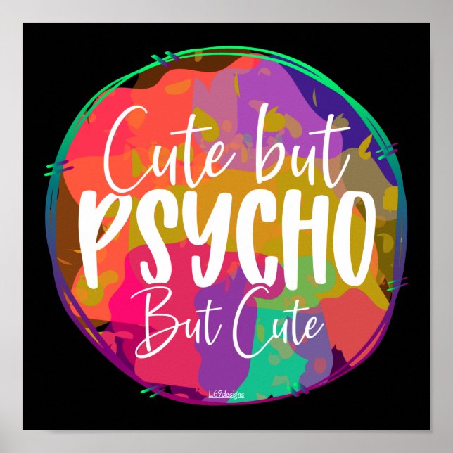 CUTE MEN PSYCHO MEN CUTE lustig, sarkastisk humori Poster (Framsidan)