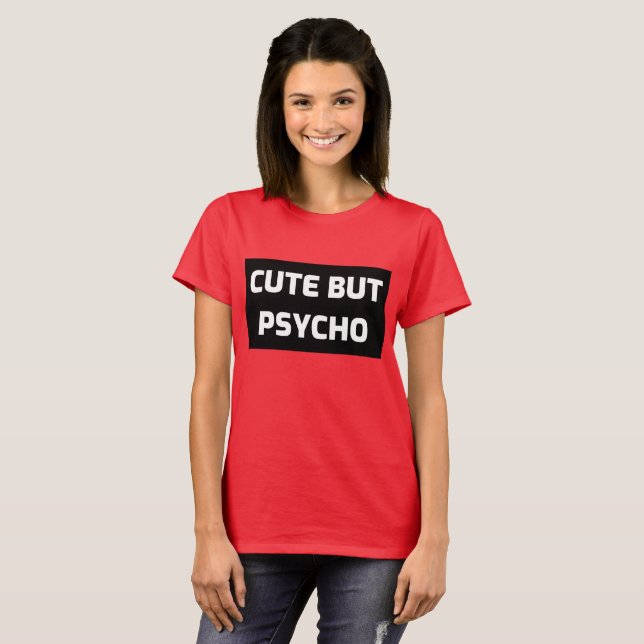 CUTE MEN PSYCHO WOMENS FUNNY T-Shirts (Hel framsida)