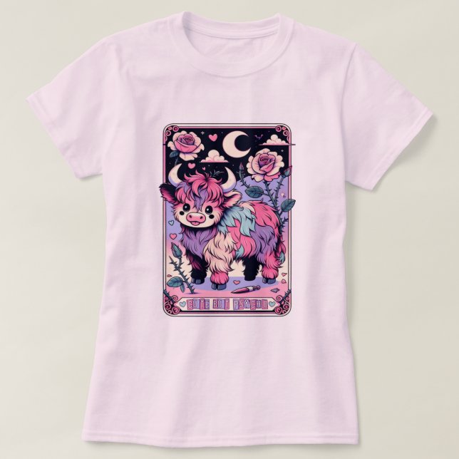 Cute Men Pycho Cow Tarot T Shirt (Design framsida)