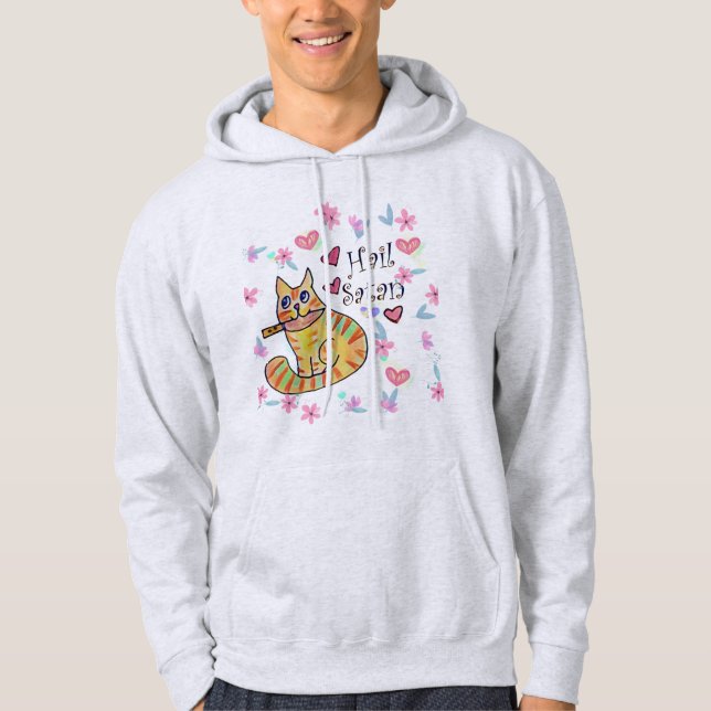 Cute men sarkastisk kattunge aktningsvärd hoodie (Framsida)