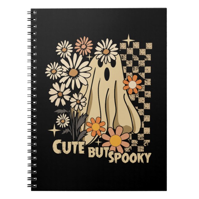 Cute men Spooky Funny Blommigt Halloween Ghost Che Anteckningsbok (Framsidan)