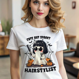 Cute men Spooky Hairstylist Halloween Barber Ghost T Shirt