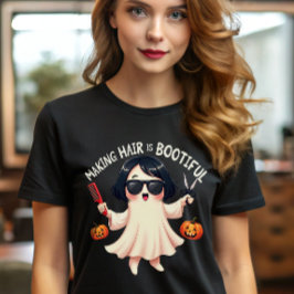 Cute men Spooky Hairstylist Halloween Barber Ghost T Shirt