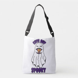 Cute men Spooky Halloween Ghost Holding a Pumpkin Axelväska