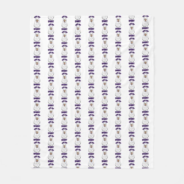 Cute men Spooky Halloween Ghost Holding a Pumpkin Fleecefilt (Framsidan)