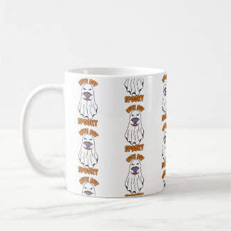Cute men Spooky Halloween Ghost Holding a Pumpkin Kaffemugg