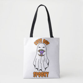 Cute men Spooky Halloween Ghost Holding a Pumpkin Tygkasse