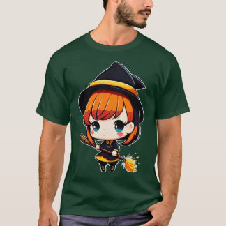 Cute men Witchy Chibi Witch Wicca T Shirt