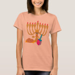 Cute Menorah & Dreidel Tröja<br><div class="desc">Söt T-Shirt Dress för Hanukkah Party,  med Cute Menorah och Dreidel Design</div>