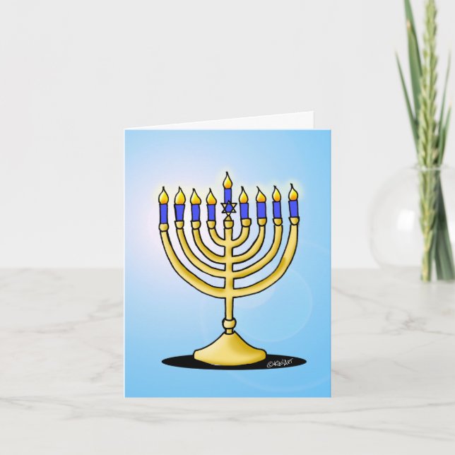 Cute Menorah Hanukkah-kort Helgkort (Framsida)