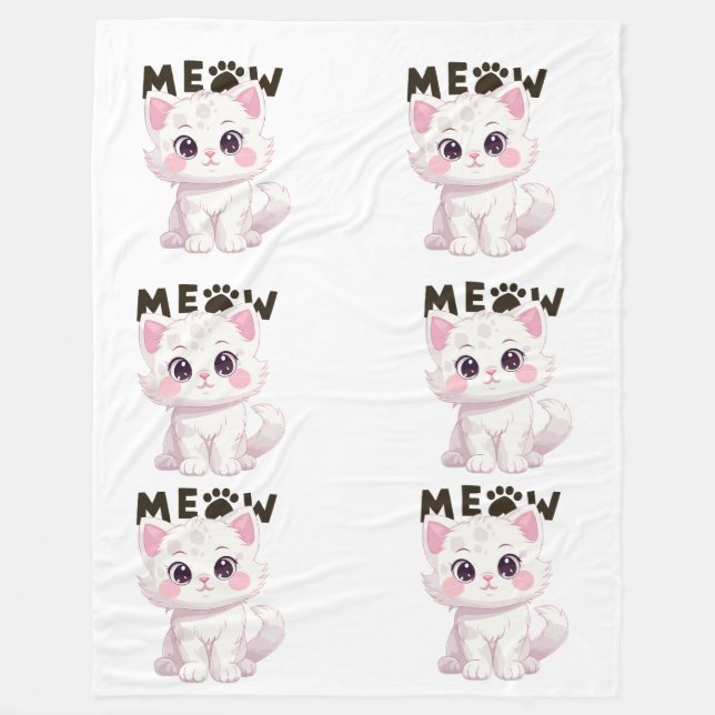 Cute Meow Cat Blanket Fleecefilt (Framsidan)