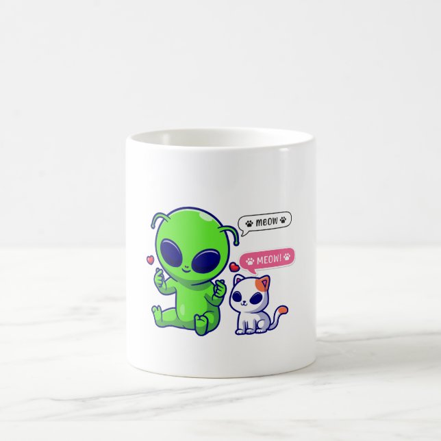 CUTE MEOW CAT MED ALIEN KAFFEMUGG (Center)