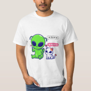 CUTE MEOW CAT MED ALIEN T SHIRT
