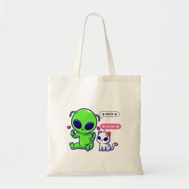 CUTE MEOW CAT MED ALIEN TYGKASSE (Framsidan)