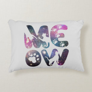Cute Meow Cat Silhouettes och Cat Tass avtryck Prydnadskudde