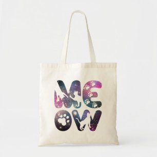 Cute Meow Cat Silhouettes och Cat Tass avtryck Tygkasse