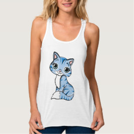 Cute Meow Linne Med Racerback