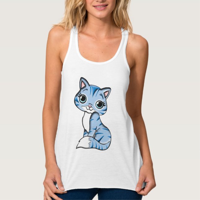 Cute Meow Linne Med Racerback (Framsida)