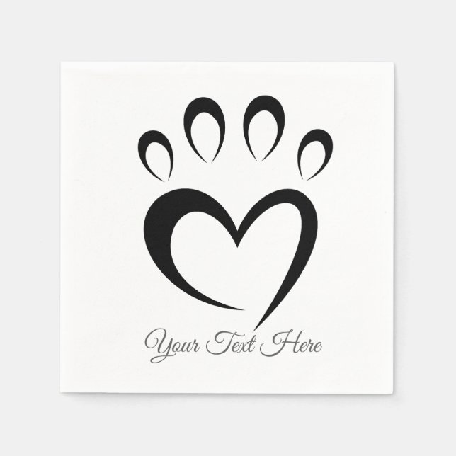 Cute Meow Paw Custom Text Personalized  Pappersservett (Framsidan)
