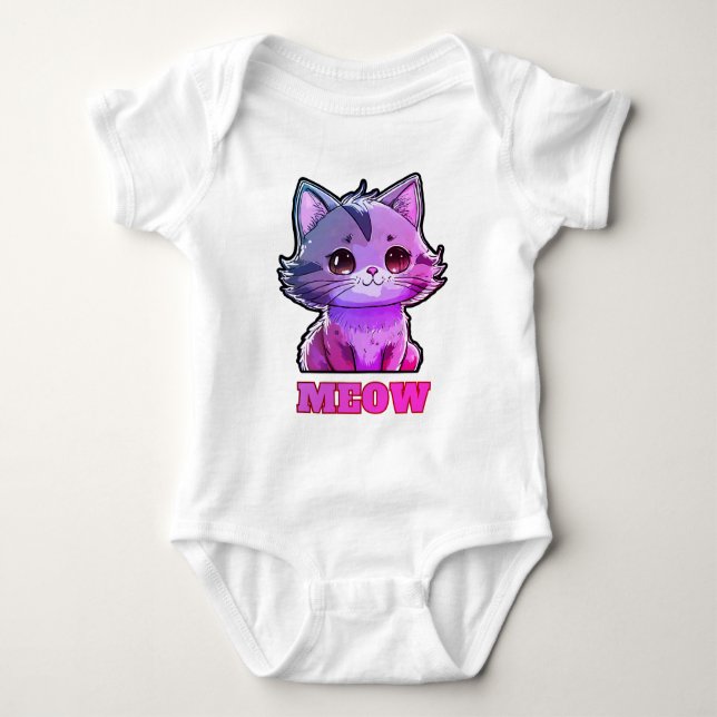 Cute Meow T Shirt (Framsida)