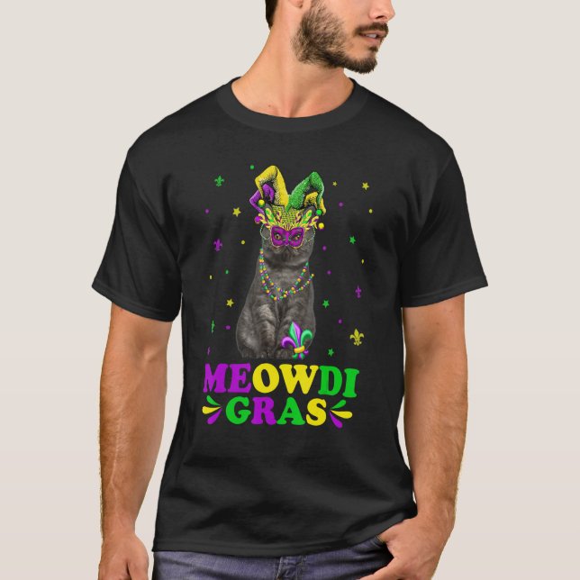 Cute Meowdi Gras Exotic Shorthair Cat Mask Mardi G T Shirt (Framsida)