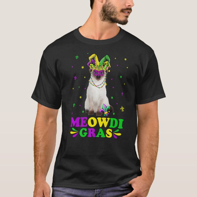 Cute Meowdi Gras Siamese Cat Carnival Mask Mardi G T Shirt (Framsida)