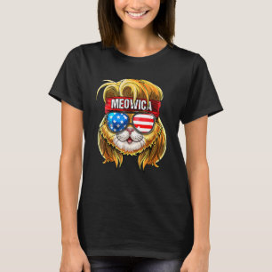 Cute Meowica Cat Mullet American Flagga Patriotic T Shirt