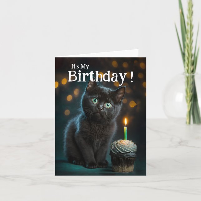 Cute Meowy Birthday bjudande, Anpassade Inbjudan (Framsida)