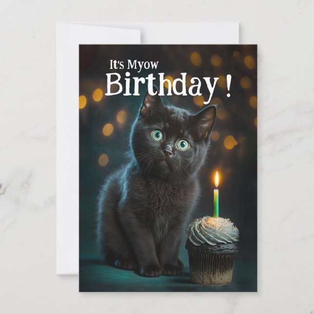 Cute Meowy Birthday bjudande, Anpassade Inbjudningar (Framsida)