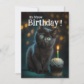 Cute Meowy Birthday bjudande, Anpassade Inbjudningar