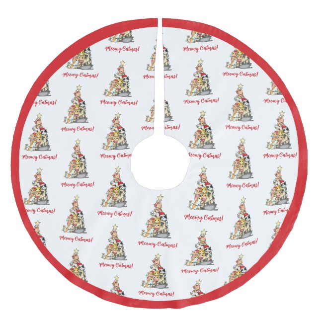 Cute Meowy Catmas Cats Julgran Julgransmatta Borstad Polyester (Framsidan)