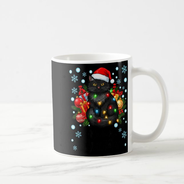 Cute Meowy Christmas Black Cat Santa Hat Xmas Wome Kaffemugg (Höger)