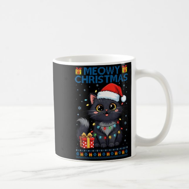 Cute Meowy Christmas Cat – Kawaii Holiday Kitty Te Kaffemugg (Höger)