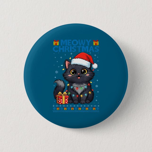 Cute Meowy Christmas Cat – Kawaii Holiday Kitty Te Knapp (Framsida)