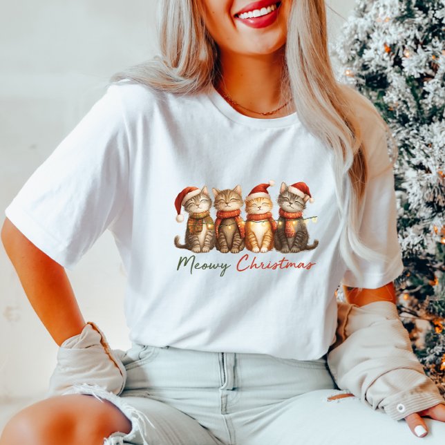 Cute Meowy jul Cats T-Shirt (Skapare uppladdad)