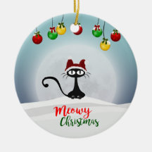 Cute Meowy jul Ceramic Ornament