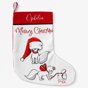 Cute Meowy jul Kattunge Liten Julstrumpa