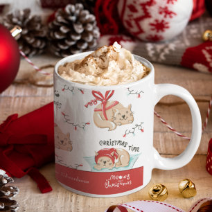 Cute Meowy jul Kattunge Mönster Kaffemugg