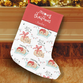 Cute Meowy jul Kattunge Mönster Liten Julstrumpa