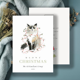 Cute Meowy jul Light Cat Corporate Logotyp Julkort