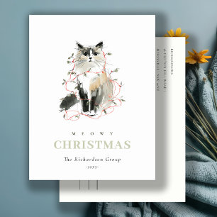 Cute Meowy jul Ljus Cat Corporate Logotyp Helg Vykort