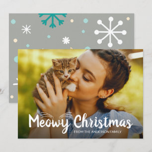 Cute Meowy jul Pet Cat Lover Photo Julkort