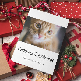 Cute Meowy jul Pet Photo Julkort