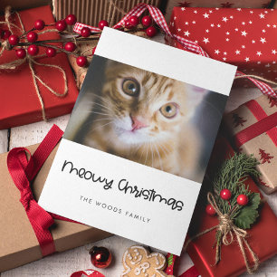Cute Meowy jul Pet Photo Julkort