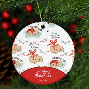 Cute Meowy-julklapp med första Namn-jul Julgransprydnad Keramik